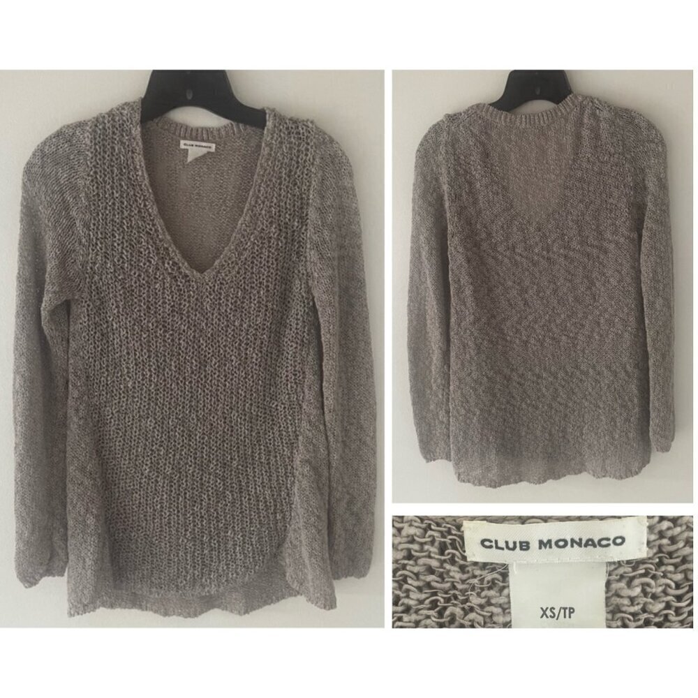 Club Monaco Gray Cotton Blend V-neck Sweater - 37281